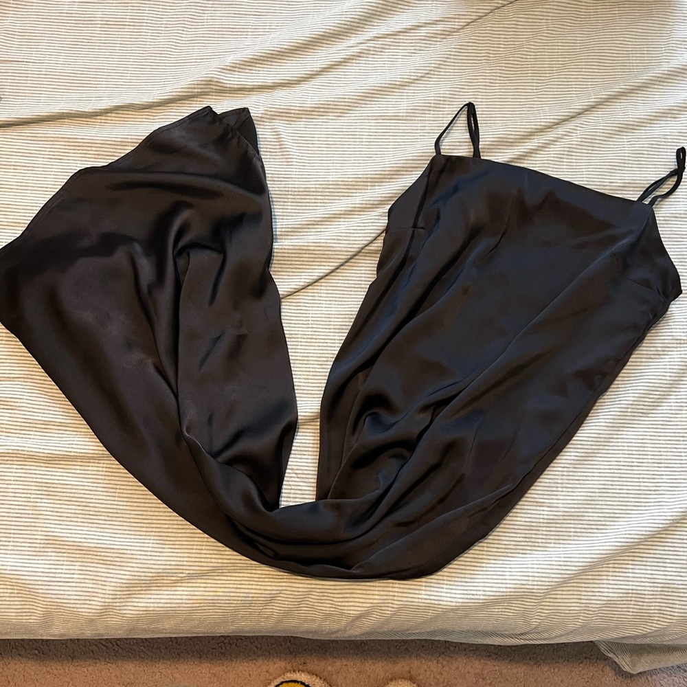 Black Square Top Silk Dress